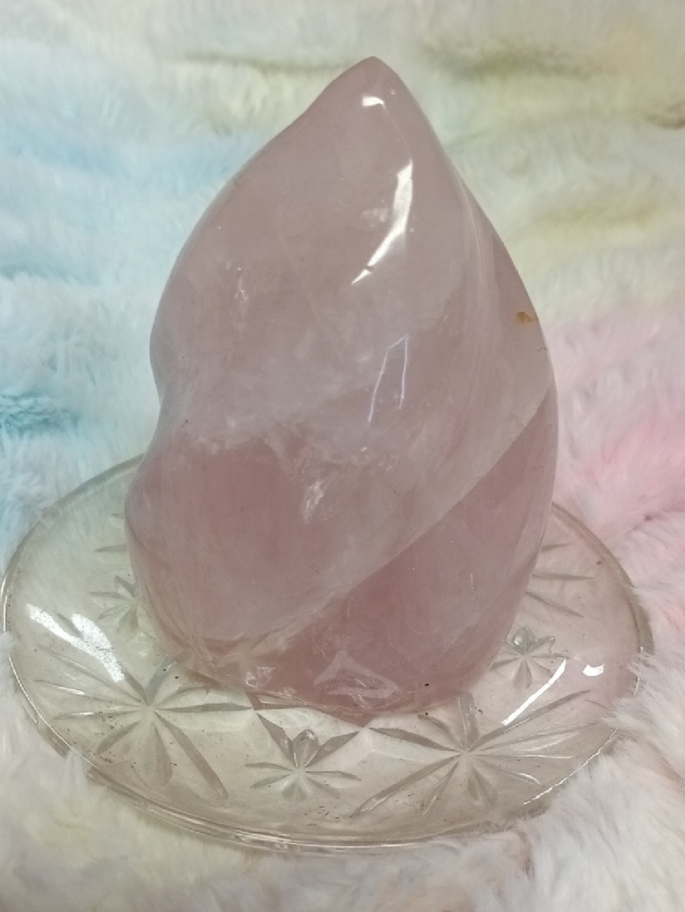 Polished Rose Quartz Flame Crystal